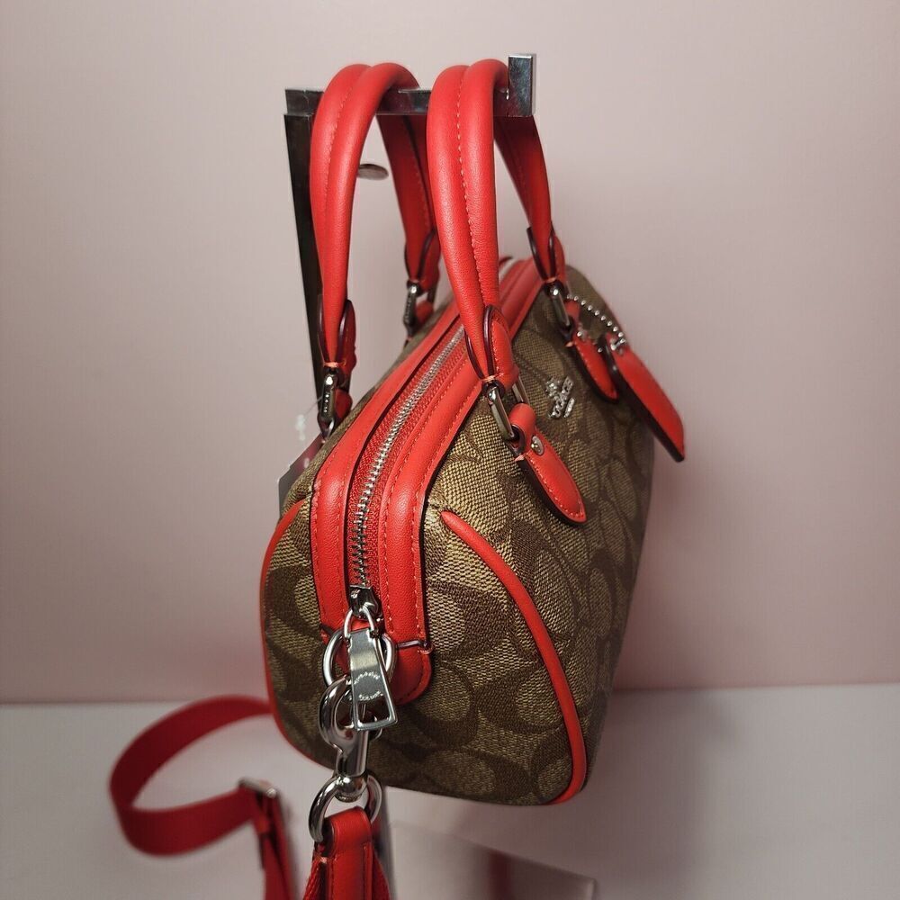 NWT Coach CR338 Mini Rowan Crossbody In Signature Canvas Miami Red - Picture 7 of 7